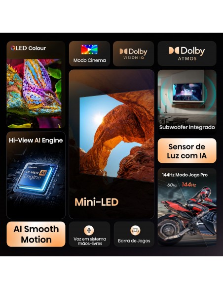 TV Hisense 50" 50U7Q Mini-LED UHD 4K SmartTV